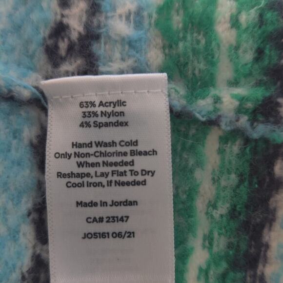 Talbots Breton Fair Isle Open Front Longline Cardigan Size M White Sweater - Picture 5 of 6